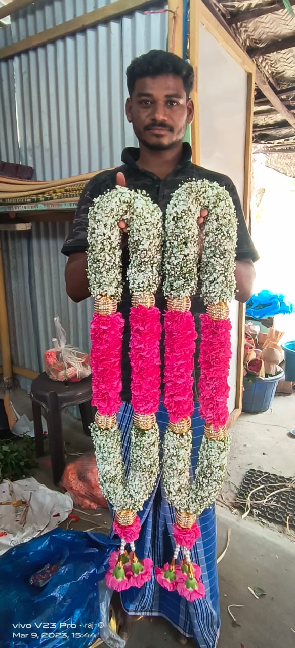 Gypso and Pink Carnation Rose Malai